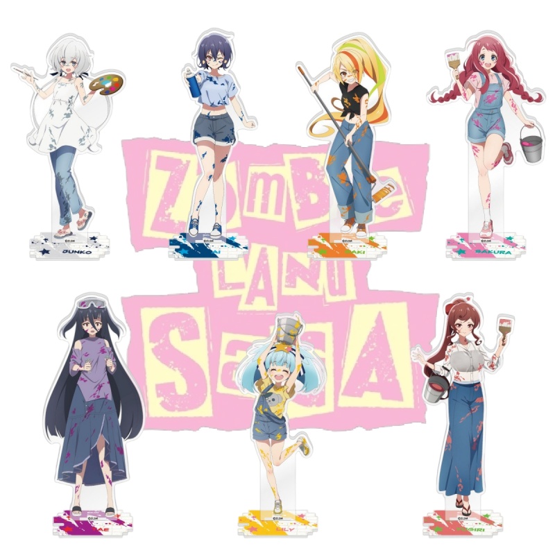 Cosplay Prop Painting - 油絵風アクリル製スタンド。ゾンビランドサーガのアニメフィギュア用。コスプレ小道具、装飾品、漫画のキーホルダー、ギフトとしても。