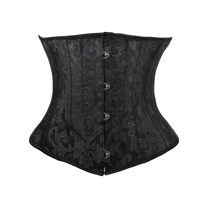 Boning Corset Steel - アンダーバスト白黒コルセット女性ベルトプラスサイズトップショートスチール骨太ガードルスリムウエストシェイパーゴシック服ボディス