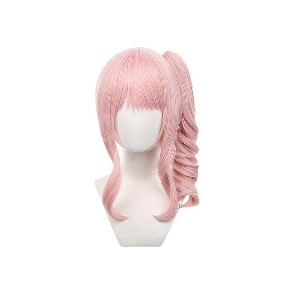 Frieren Cosplay Prop - アニメコスプレ秋山美月ウィッグショートストレートピンクポニーテール人工毛ペルーカフリーレンフェスティバルハロウィン小道具