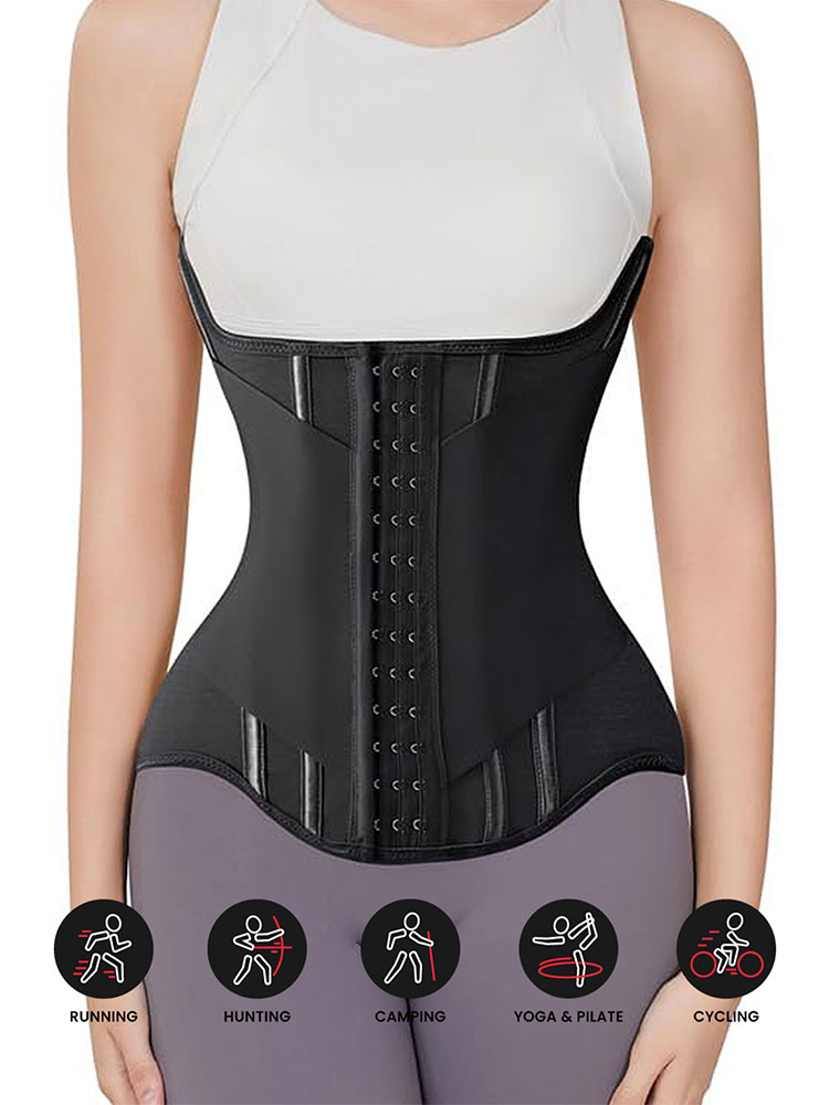 Boning Corset Steel - U字型ウエストトレーナーコルセット女性用ボタン付きシェイパー胸上げウエストトレーナースチールボーンスリミング通気性シェイプウェア