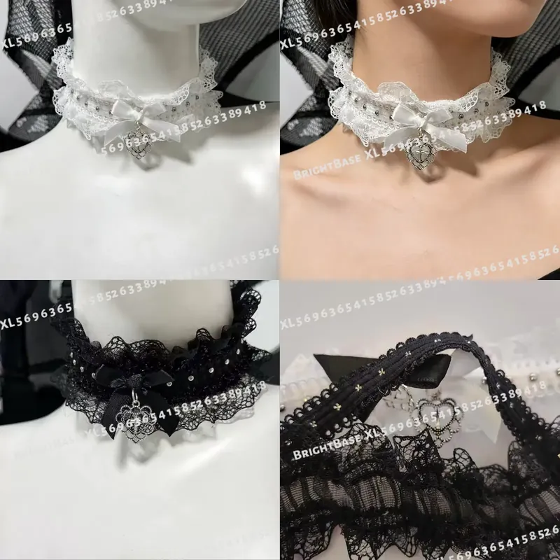 ゴシックブラックレースチョーカー、ボウクロスハートペンダント - Magnetic Clasp Cosplay のレビューと価格