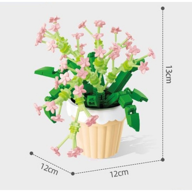 組み立て式ブロック鉢植え花モデル DIY組み立てキット 多彩 - Cosplay Prop Building のレビューと価格