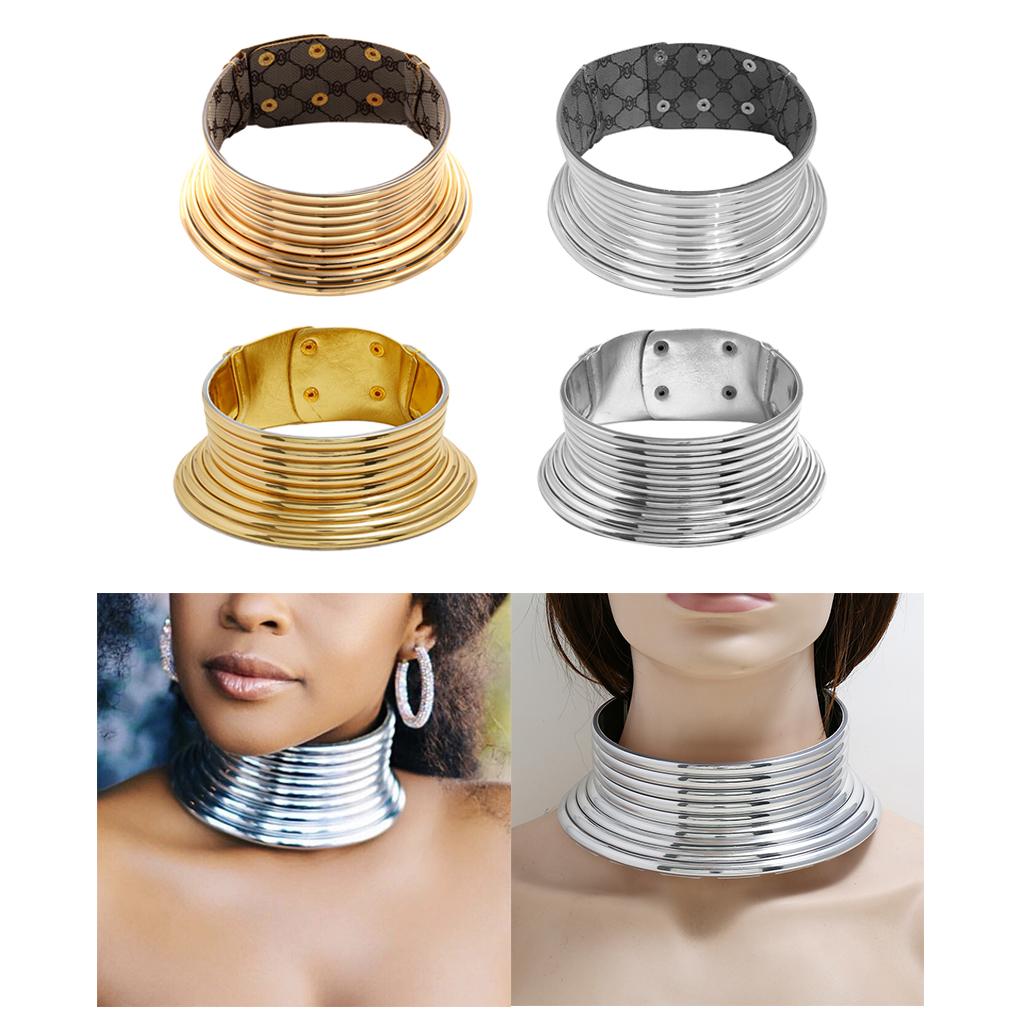 パンク風の幅広チョーカーネックレス。サイズ調整可能な金属製の - Magnetic Clasp Cosplay のレビューと価格