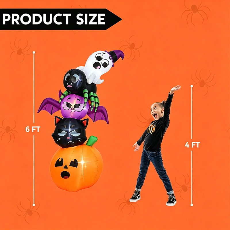 ハロウィン用インフレータブル装飾小道具、積み重ねられたカボチ - Cosplay Bat Prop のレビューと価格